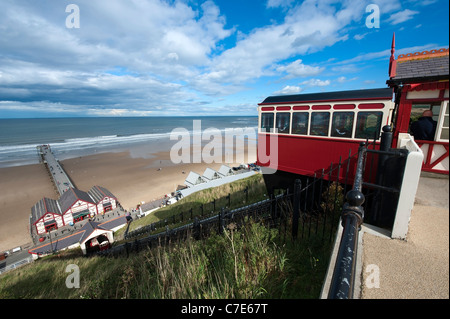 Cliff Draufsicht des Wassers angetrieben Standseilbahn am Saltburn am Meer, Cleveland. VEREINIGTES KÖNIGREICH. Stockfoto