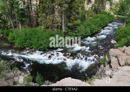 Schnelle Strömung des San Joaquin River in der Nähe von den Devils Postpile National Monument. Kalifornien, USA. Stockfoto