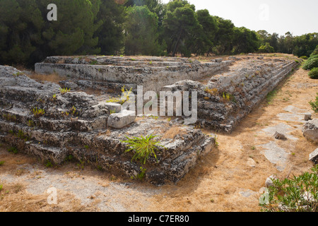 Altar von Hieron II, Neapolis archäologischer Park, Syrakus, Sizilien, Italien Stockfoto