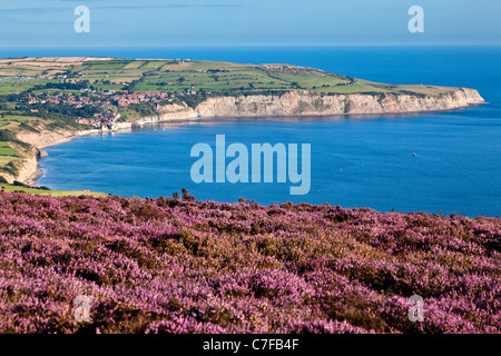 Robin Hoods Bay aus Rasvenscar, North Yorkshire Moors Nationalpark Stockfoto