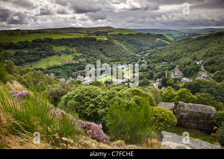 Hebden Bridge und Mytholm von Heptonstall, Calderdale, West Yorkshire Stockfoto