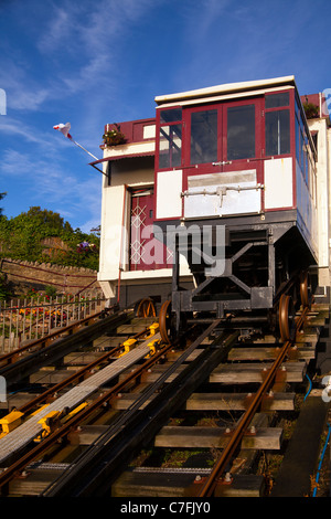 Diese Standseilbahn betreibt auf den Klippen von Babbacombe einen Teil von Torquay in Devon, England Stockfoto