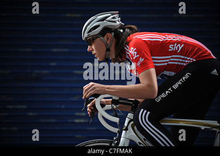 Portrait von Olympischen Radfahrer Rebecca Romero in London. Stockfoto