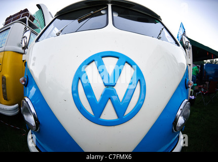 Fisheye Nahaufnahme des geteilten Bildschirms VW campervan Stockfoto