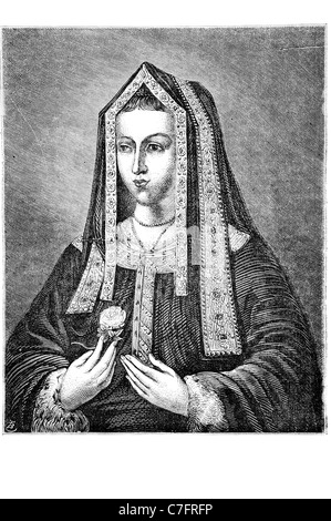 Porträt Elizabeth of York Queen Consort England König Henry VII Tochter Schwester Nichte Frau Monarchen regal royal königlich Imperial Stockfoto
