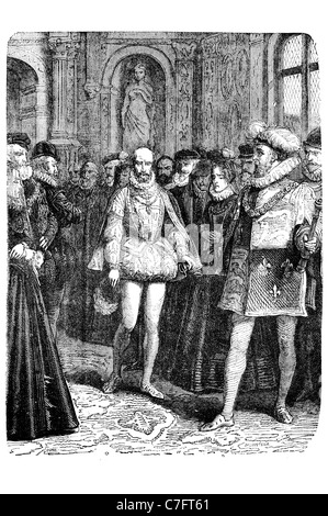 Französischer Botschafter Hof von Königin Elizabeth I nach Massaker Königshof Stockfoto