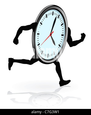 Eine Uhr Charakter laufen. Konzept für den Betrieb aus Zeit- oder beruflichen Leben auszugleichen. Stockfoto
