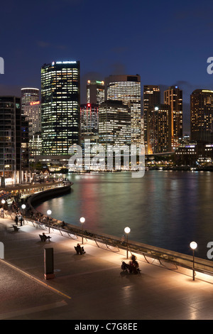 Circular Quay East Sonnenuntergang von der Opera House, Sydney, Australien Stockfoto