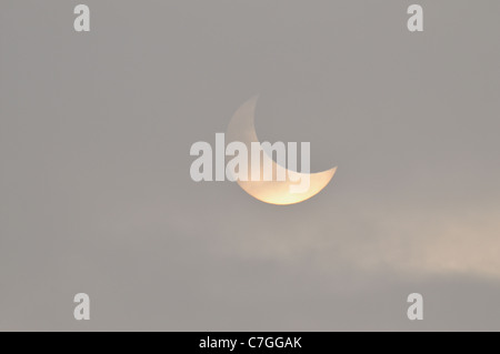 Sonnenfinsternis gesehen am 4. Januar 2011 Stockfoto