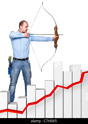 Mann mit Pfeil und Bogen 3D-Diagramm Stockfoto