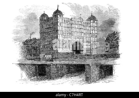 Nonsuch Palace London Brücke Tudor Königspalast Henry VIII Surrey England Höfe befestigtes Torhaus mittelalterlichen Renaissance Stockfoto