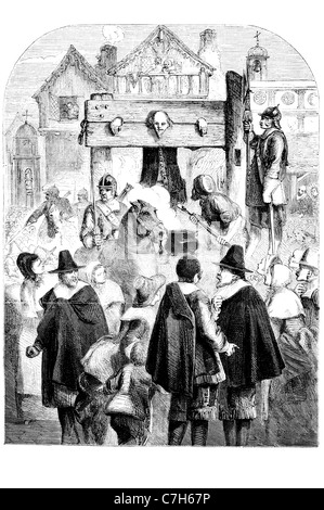 mittelalterliche körperlichen Bestrafung William Rechtsanwalt Autor Polemiker politische Figur Puritan Pranger Stockfoto