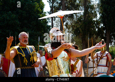 Nachstellung der Schlacht von Marathon in Griechenland Stockfoto