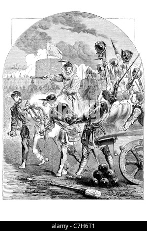 Ich regierenden die Jungfrau Monarch Tudor-Dynastie gehörte queen Elizabeth Englisch protestantischen Schlacht Tilbury Burg Krieg Kriegsführung Belagerung Warenkorb Stockfoto