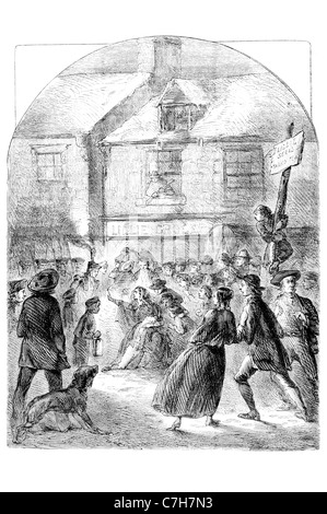 Boston Massacre Riot Randalierer Rioter Rotrock Mob 1770 britischen Rotröcke getötet zivile Männer Truppen Krone kolonialen offizielle verbale Stockfoto