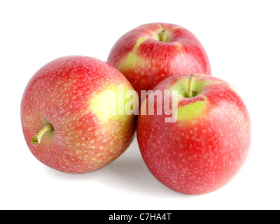 Haufen Äpfel isoliert auf weißem Hintergrund Stockfoto