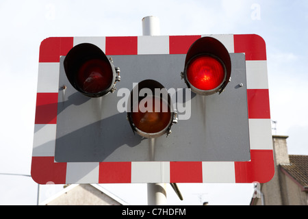 Bahnübergang Blaulicht bei Castlerock Railway station Nordirland Vereinigtes Königreich Stockfoto