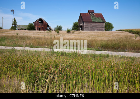 Alte landwirtschaftliche Gebäude mitten im Feld Stockfoto