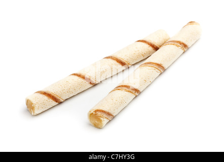 knusprige Creme klebt isolierten auf weißen Hintergrund Stockfoto