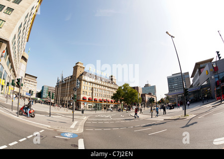 Fisheye auf Essener Stadtzentrum Stockfoto