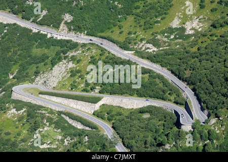Schweiz, Furkapass nr. Gletsch. Süd-West Aufstieg Furka-Bergstraße von Gletsch. Stockfoto