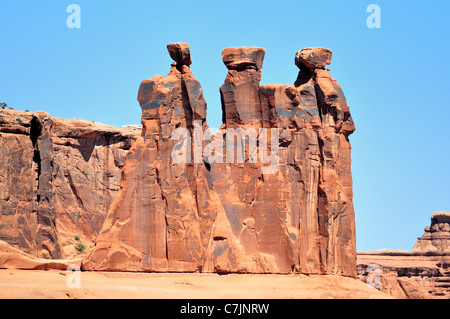 Die drei Schwätzer, eine Formation im Arches National Park Stockfoto