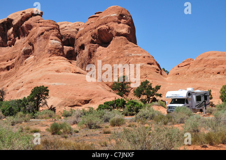 Wohnmobil Camper im Arches National Park Stockfoto