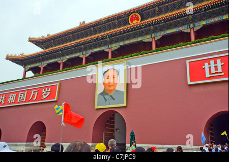 Platz des himmlischen Friedens Zentrum von Beijing Stadt Peking Asien Tiananmen Turm Mao Zedong Memorial Hall Stockfoto