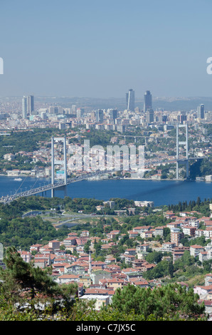 Türkei, asiatische Seite von Istanbul. Blick über den Bosporus von der europäischen Seite von Istanbul vom Camlica Hügel. Stockfoto