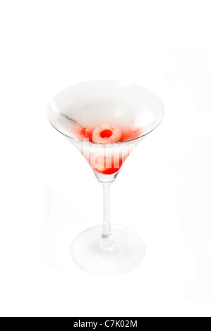 Lychee Martini cocktail gerade nach oben isoliert auf weißem Hintergrund Stockfoto