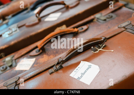 Altmodische Gepäck Ledertaschen Stockfoto