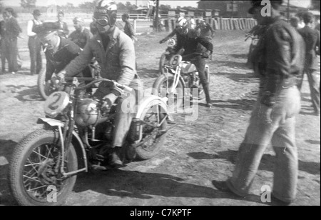 1930er Jahren Motorrad-Rennen Americana racing indischen racing Brille Mode Lederjacken Stockfoto