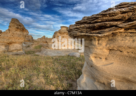 Hoodoo Badlands Alberta Kanada schreiben auf Steinpark Stockfoto