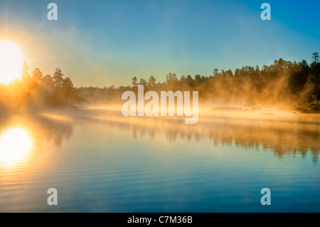 Sonnenaufgang am Wald Canyon Lake. Umfasst 158 Hektar auf die Mogollon Rim östlich von Payson. Arizona. USA Stockfoto