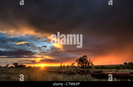 Prairie Sunset Saskatchewan Kanada Parkbeg Farben Schönheit Stockfoto