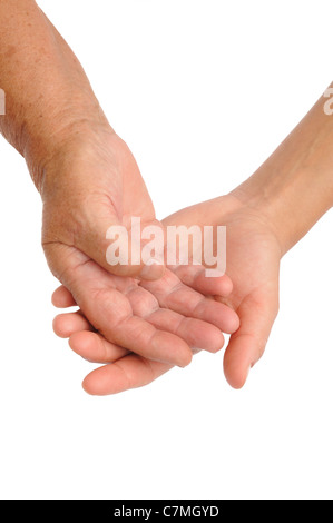 Hände von jungen und älteren Frauen - helfen-Hand-Konzept - clipping-Pfad enthalten Stockfoto