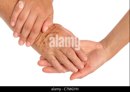 Hände von jungen und älteren Frauen - helfen-Hand-Konzept - clipping-Pfad enthalten Stockfoto