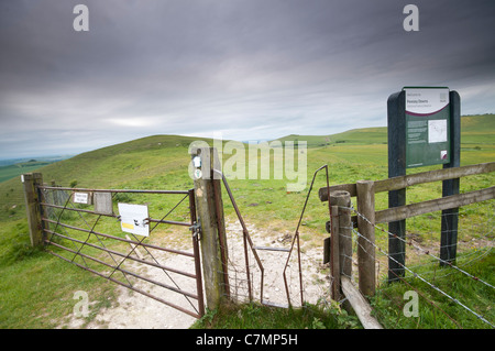 Pewsey Downs National Nature Reserve Zeichen, Knap Hill, Wiltshire, UK Stockfoto