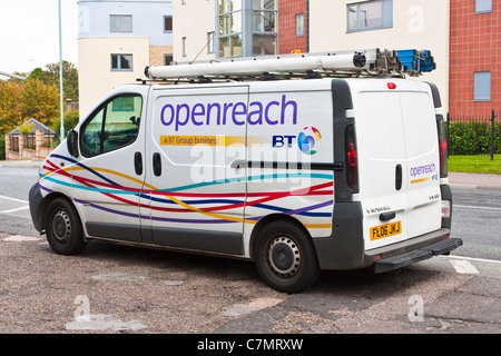 BT-van parkte vor einer Straße in Bury St Edmunds Stockfoto