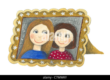 Acryl Abbildung zweier Freunde