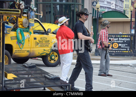 Straßenkünstler in den Hollywood Studios park Walt Disneyworld resort Orlando Florida Mulch Schweiß und Tränen Stockfoto