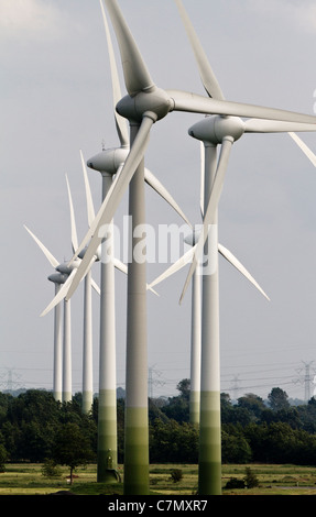 Windpark in der Nähe des Nord-Ostsee-Kanals in Deutschland Stockfoto