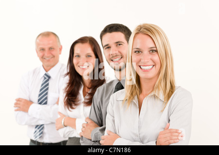 Team gerne attraktive Frau Geschäftskollegen stehen in Linie Porträt Stockfoto