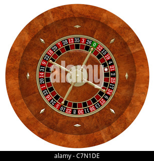 3D Render Casino Roulette auf weißem Hintergrund Stockfoto