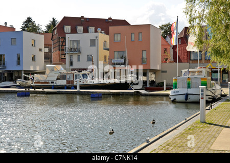 Marina in der Stadt Malchow, Mecklenburg-Vorpommern, Deutschland. Stockfoto