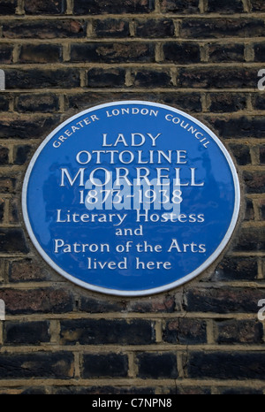 größere London Rat blaue Plakette markiert ein Haus der Dame Carrington Morrell, Gower Street, London, england Stockfoto