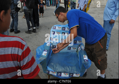 Dorf von NABI SALIH, 23. September 2011, Tag der Antrag bei der UNO für die Anerkennung des palästinensischen Staates., die Stockfoto