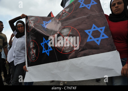 Dorf von NABI SALIH, 23. September 2011, Tag der Antrag bei der UNO für die Anerkennung des palästinensischen Staates., die Stockfoto