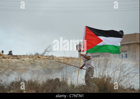 Dorf von NABI SALIH, 23. September 2011, Tag der Antrag bei der UNO für die Anerkennung des palästinensischen Staates., die Stockfoto