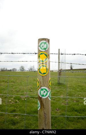 Viele Anzeichen auf einen Spaziergang in Lincolnshire, Großbritannien Stockfoto